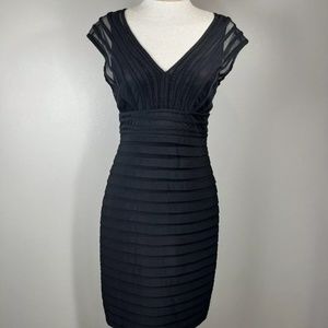 Adrianna Papell Sexy/Classy Black Striped Sheer Bodycon Dress Size 8